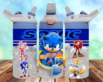 Sonic Tumbler Wrap, 12oz Skinny Tumbler Wrap, Tumbler PNG Sublimatie Ontwerp, Commercieel Gebruik Ontwerp Sjabloon, Cartoon kinderen tuitbeker