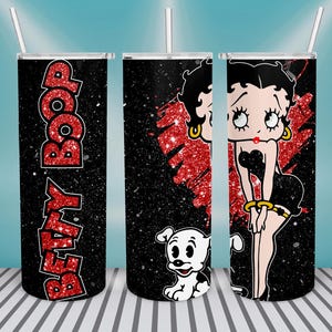 20oz Skinny Tumbler PNG - Betty Tumbler Wrap - Betty Tumbler PNG - Tumbler Sublimation Design - Betty Boop PNG -Girl Tumbler Design Download