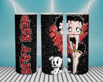 20oz Skinny Tumbler PNG - Betty Tumbler Wrap - Betty Tumbler PNG - Tumbler Sublimatie Ontwerp - Betty Boop PNG - Girl Tumbler Ontwerp Downloaden