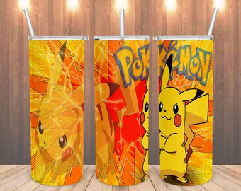 Eevee Evolution Tumbler 20oz – Pokémon Group Wrap – Digitale Skinny Cup PNG – Sublimatiebestand voor directe download