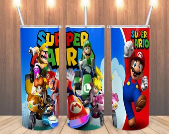 Super Mario 20oz Tumbler Cup | Mario Luigi Yoshi Design | Gamer Cadeau | Kinder Verjaardagsbeker | Videogame Drinkgerei
