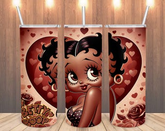 20oz Skinny Tumbler PNG - Betty Tumbler Wrap - Betty Tumbler PNG - Tumbler Sublimatie Ontwerp - Betty Boop PNG - Girl Tumbler Ontwerp Downloaden