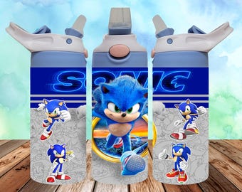 Vaso Sonic de 12 oz PNG - Botella de agua Sonic - Vaso con tapa abatible para niños de 12 oz de Sonic - Envoltura para vaso Sonic, descarga digital