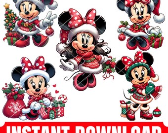 Minnie Mouse png - Cartoon Kerstmis Png - Kerst sublimatie PNG - Mickey Mouse PNG-Kinderpersonages Cartoon Png-Direct digitaal downloaden