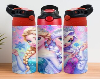 Diseño de vaso para bebés de 355 ml con diseño de princesa - Sublimación de vaso de 355 ml con diseño de dibujos animados para niños - Envoltura PNG de vaso Frozen, descarga digital de diseño de vaso Frozen de 355 ml