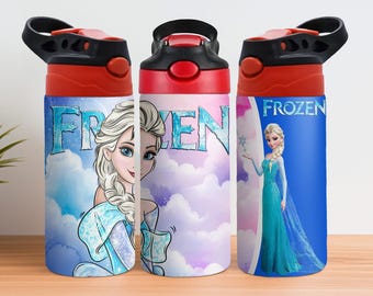 Diseño de vaso para bebés de 355 ml con diseño de princesa - Sublimación de vaso de 355 ml con diseño de dibujos animados para niños - Envoltura PNG de vaso Frozen, descarga digital de diseño de vaso Frozen de 355 ml