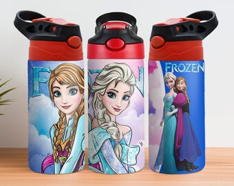 Envoltura para vaso infantil de Frozen de 12 oz, diseños de sublimación para vaso con tapa abatible de Frozen de 12 oz, vaso con tapa abatible de Frozen de 12 oz PNG, envoltura de sublimación de Frozen