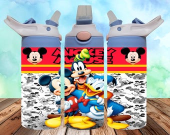 Mickey 12oz sippy cup, kids cartoon png, Mickey mouse tumbler wrap, Mickey png, Mickey mouse flip top sippy cup design, sublimation design