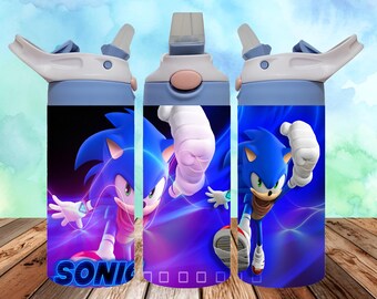 Sonic Tumbler Wrap, 12oz Skinny Tumbler Wrap, Tumbler PNG Sublimatie Ontwerp, Commercieel Gebruik Ontwerp Sjabloon, Cartoon kinderen tuitbeker