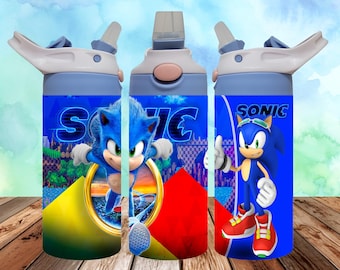 Sonic 12oz Kids Flip Top Sippy Cup Tumbler Wrap - 12oz Sonic design -12oz Tumbler Sublimation PNG - Sonic Tumbler Wrap Design PNG