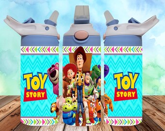 Toy 12 Oz Tumbler Wrap PNG, Sippy Cup 12 Oz PNG, Flip-top Cup 12 Oz PNG, Cartoon Characters Kids Cup Png Sublimation Digital Download