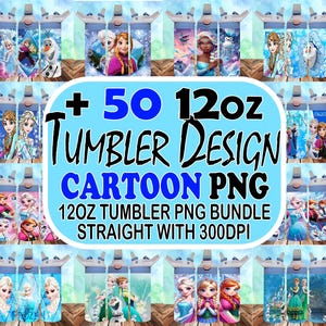 50 FROZEN 12oz sippy cup design bundle, Princess 12oz tumbler sublimation, frozen sippy cup tumbler, 12oz cartoon bundle,digital download