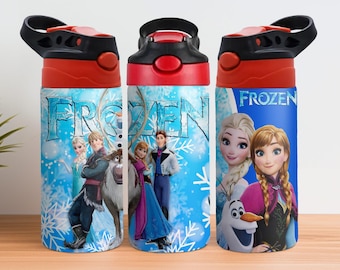 Frozen 12oz Kids Flip Top Sippy Cup Tumbler Wrap - 12oz Princess design - Frozen 12oz Tumbler Sublimation PNG - Princess Tumbler Wrap Design