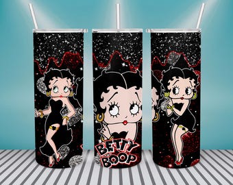 20oz Skinny Tumbler PNG - Betty Tumbler Wrap - Betty Tumbler PNG - Tumbler Sublimation Design - Betty Boop PNG -Girl Tumbler Design Download