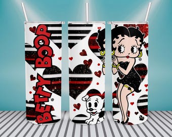 20oz Skinny Tumbler PNG - Betty Tumbler Wrap - Betty Tumbler PNG - Tumbler Sublimation Design - Betty Boop PNG -Girl Tumbler Design Download