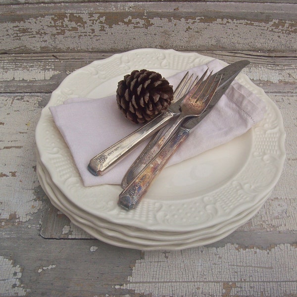 Vintage Plates Creamy White Pottery set of 4 Wedding Buffet