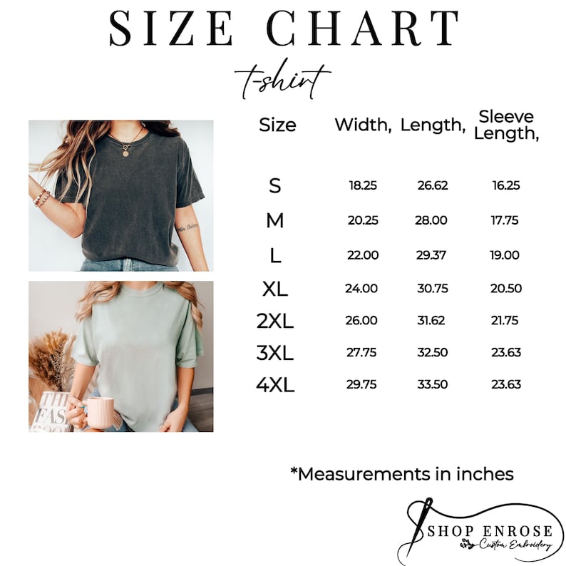 the size chart for a women's t - shirt