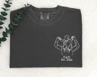 Custom Embroidered Dad and Kid Outline T-Shirt | Father's Day Gift