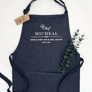 Custom Embroidered Chef Apron | Personalized Denim Cooking Gift