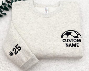Custom Embroidered Soccer Sweatshirt | Personalized Name Number Crewneck Shirt