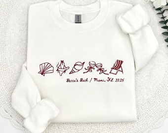 Embroidered Beach Bachelorette Sweatshirt: Mermaid Bride Coastal Crewneck