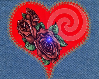 Heart Flowers SMP2-Digital Clipart,Craft,Holiday,Art Clip-Gift Tag-Tshirt-Notebook-Scrapbook-Banner-Background-Gift Card.