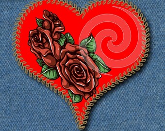 Heart Flowers SMP4-Digital Clipart,Craft,Holiday,Valentine's Day-Gift Tag-Tshirt-Notebook-Scrapbook-Banner-Background-Gift Card.