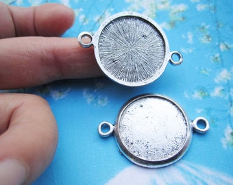 Promotion Sale-- 20pcs 26.6mm tibetan silver round picture/photo frame/bezel trays charms connector charms finidngs