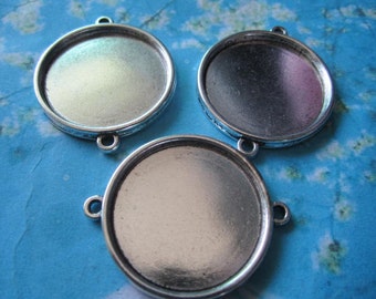 5pcs antiqued silver/antiqued bronze 30mm round bezel base/picture frame setting connectors