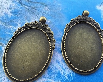 NEW COME 5 pcs 55x35mm antiqued bronze/antiqued silver oval cameo/cabochon base setting bezel trays(fit 40x30mm cabochon)