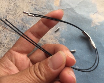 Un extremo sin adjuntar: 10 piezas de 7 a 24 pulgadas para su elección, cables de pulsera/cordones de collar/cables de acero inoxidable negro/plateado/dorado con cierres de tornillo