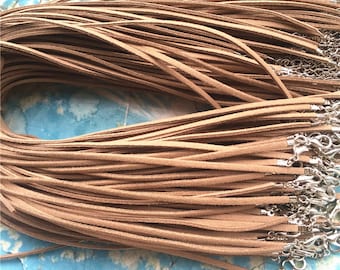 Promotion sale 50pcs 12-32 inch adjustable for your choose 3mm Ecru flat suede leather necklace cords