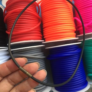 high quality 5pcs 3mm 12-24 inch for your choose inch Hollow Rubber necklace cords with Antiqued bronze needle clasps--11 colors for choose