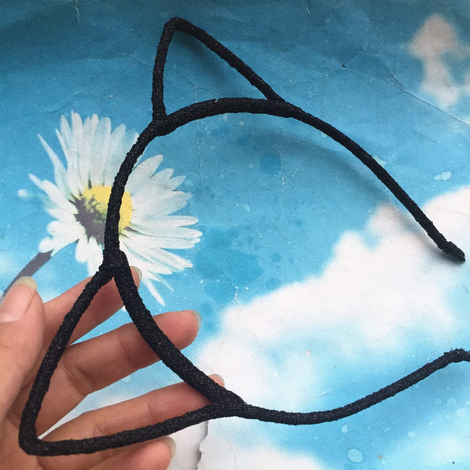 5pcs 3mm width Shiny Black velvet cover Cat metal hairbands/headbands findings