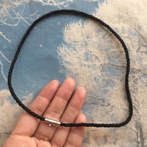 Silver MAGNET clasps safe lock pin--high quality 2pcs 3mm 8-24 inch for your choose Black braided silk necklace cords