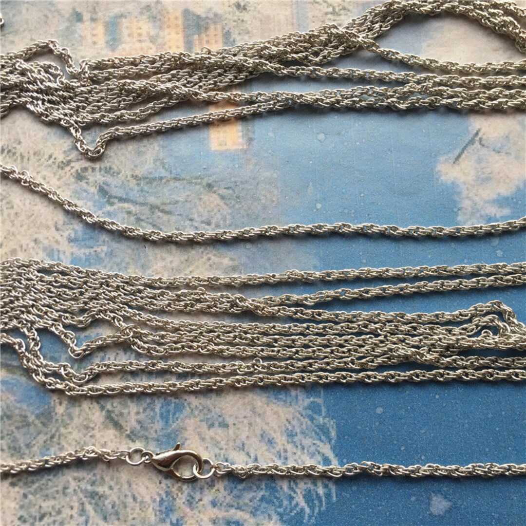 12pcs 2mm Twist Chains White K Silver 12-30 Inch for Your Choose ...