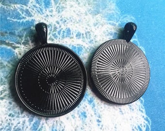 20pcs 27mm Black round cameo/cabochon base setting pendant blanks(fit for 25mm cabochons)