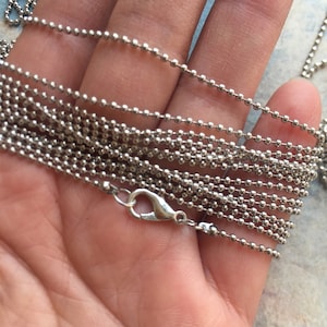 10pcs 12-36 inch (you choose the length) 1.5mm White k Silver plated round ball necklace chains with lobster clasps
