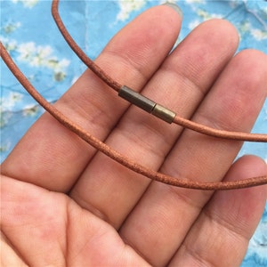 high quality 5pcs 2.0mm 12-24 inch for your choose inch natural GENUINE leather necklace cords with antiqued bronze stainless needle clasps