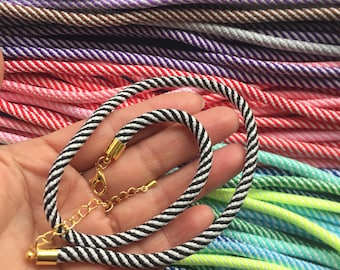 2pcs 12-38 inch 5mm 24 colors for your choose Polyester rope necklace cords with bright gold finish