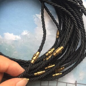 Antiqued bronze MAGNET clasps-2pcs 3mm 8-24 inch for your choose  braided silk necklace cords--more than 30 colors for your choose