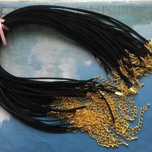 Gold Plated finish--15pcs 12-30 inch adjustable 3mm coffee flat suede leather necklace cords--extender with teardrop bails