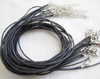 nuova taglia 15 pezzi 12-24 pollici regolabile 1,5 mm collane in cotone nero corde con piccola finitura