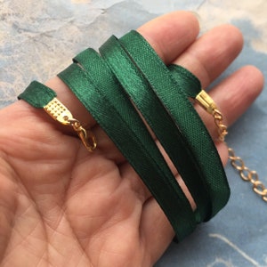 Bright gold finish--5pcs 12-24 inch adjustable assorted(more than 20 colors)6mm width 2 silk ribbon necklace cords with lobster clasps