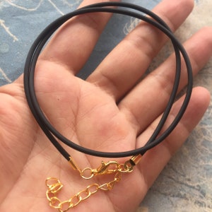 Bright gold finish--15pcs 12-30 inch adjustable 2mm black rubber necklace cords