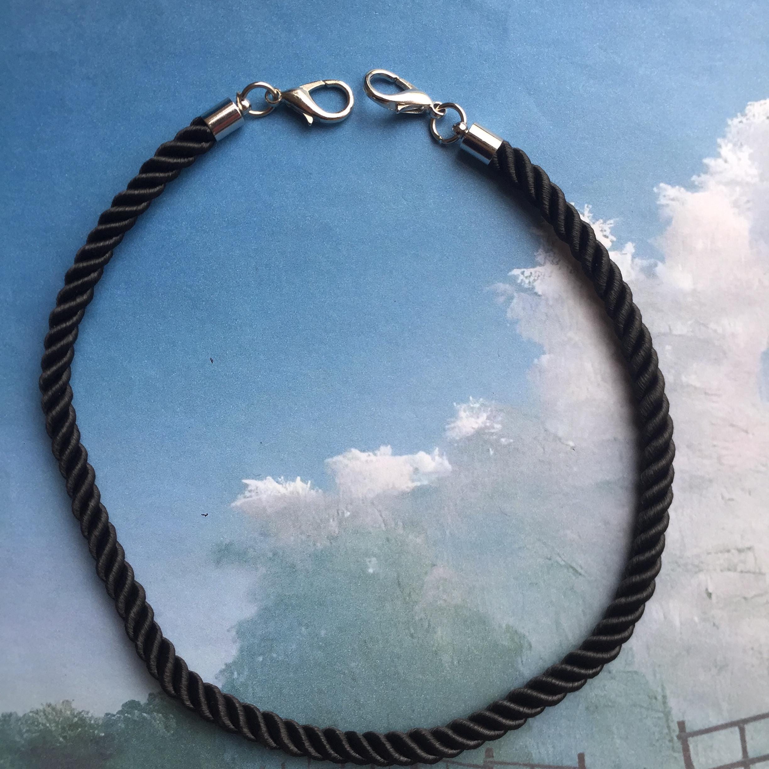 2pcs 12-38 Inch 8mm Black Braided Silk Rope Necklace Cords With