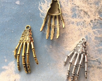 Heavy and Strong 20 pieces 47x22.5mm antiqued bronze/antiqued silver/antiqued gold Skull hands charms findings
