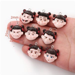 50pcs 26x22mm assorted resin Nezha&#39;s expression charms findings