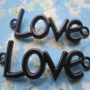 Promotion sale 15pcs 39.6X15.5mm black WORD LOVE connector charms findings