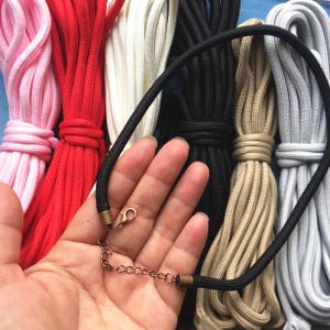 2 Stück 12-38 Zoll 5 mm schwarze Polyester Seil Halskette Kordeln mit Antik Kupfer Finish